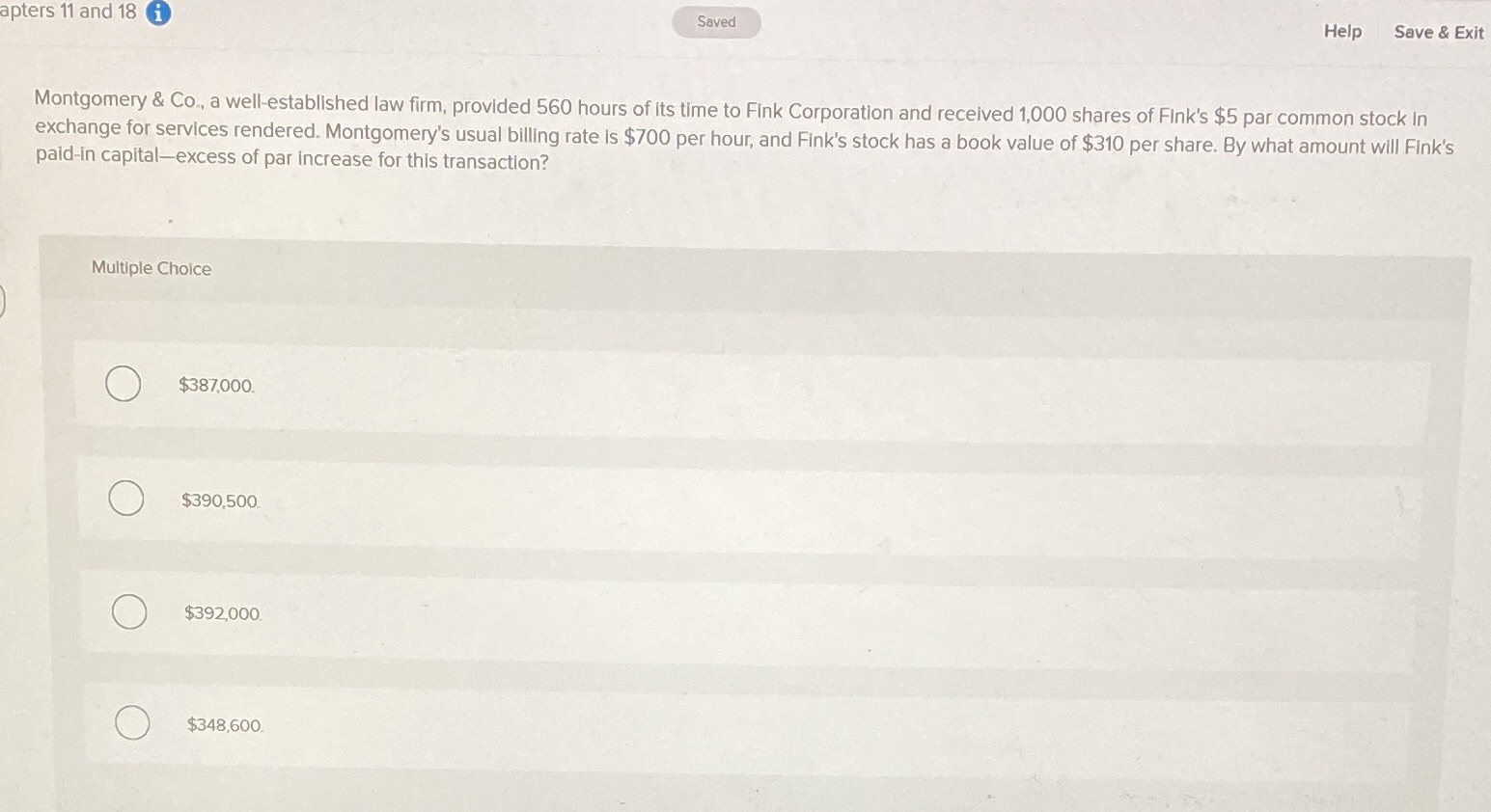 apters 11 and 18 i Saved Help Save & Exit Montgomery