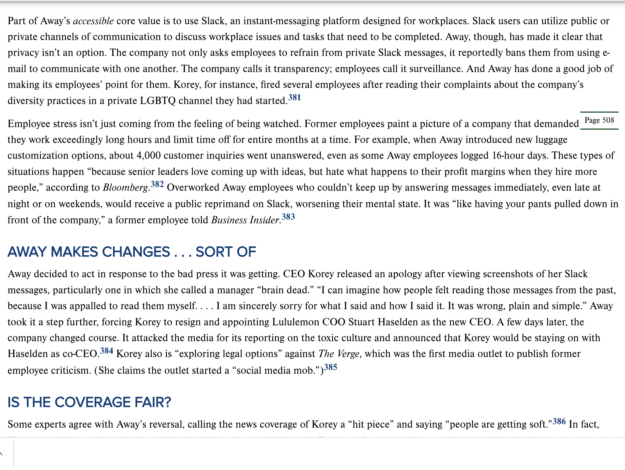 co-CEO Korey's emotional intelligence? 3. How does the company View employees who