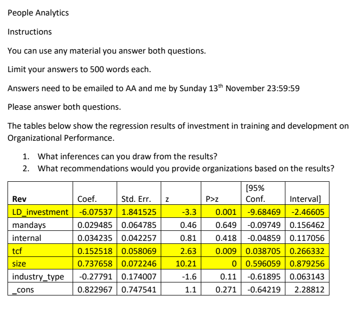 People Analytics Instructions You can use any material you answer both
