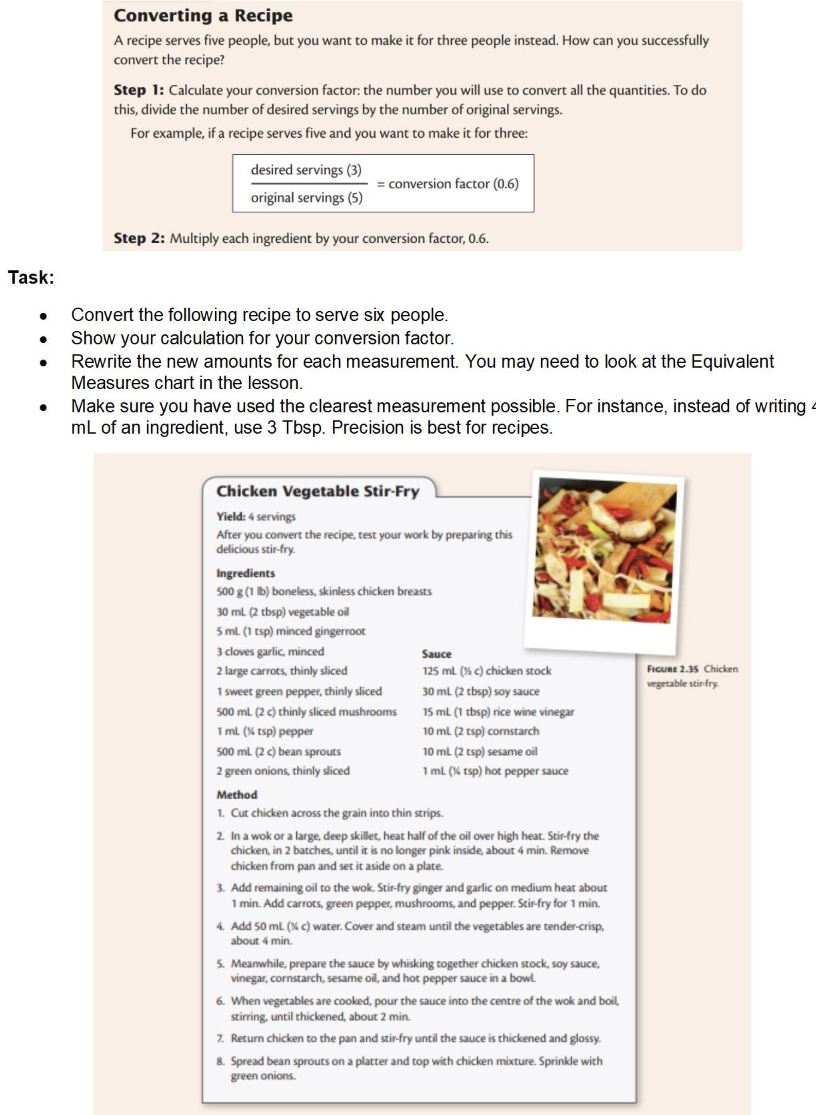 HELLO I NEED YOUR Help Please Converting a Recipe A recipe serves
