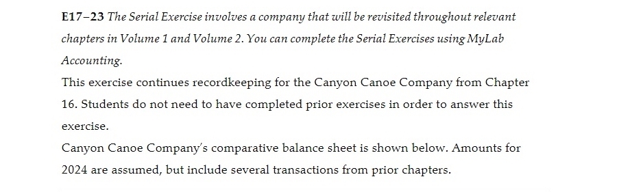 E.) E1 T23 The Serial Exercise involves a company that will be