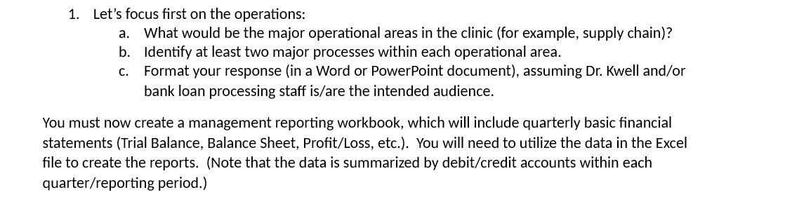 1. Let's focus first on the operations: a. What would be