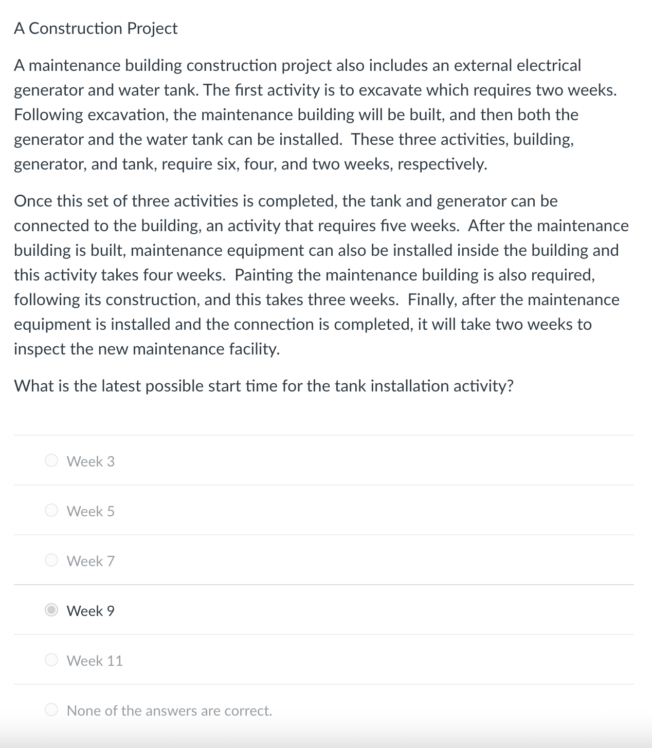 A Construction Project A maintenance building construction project also includes an