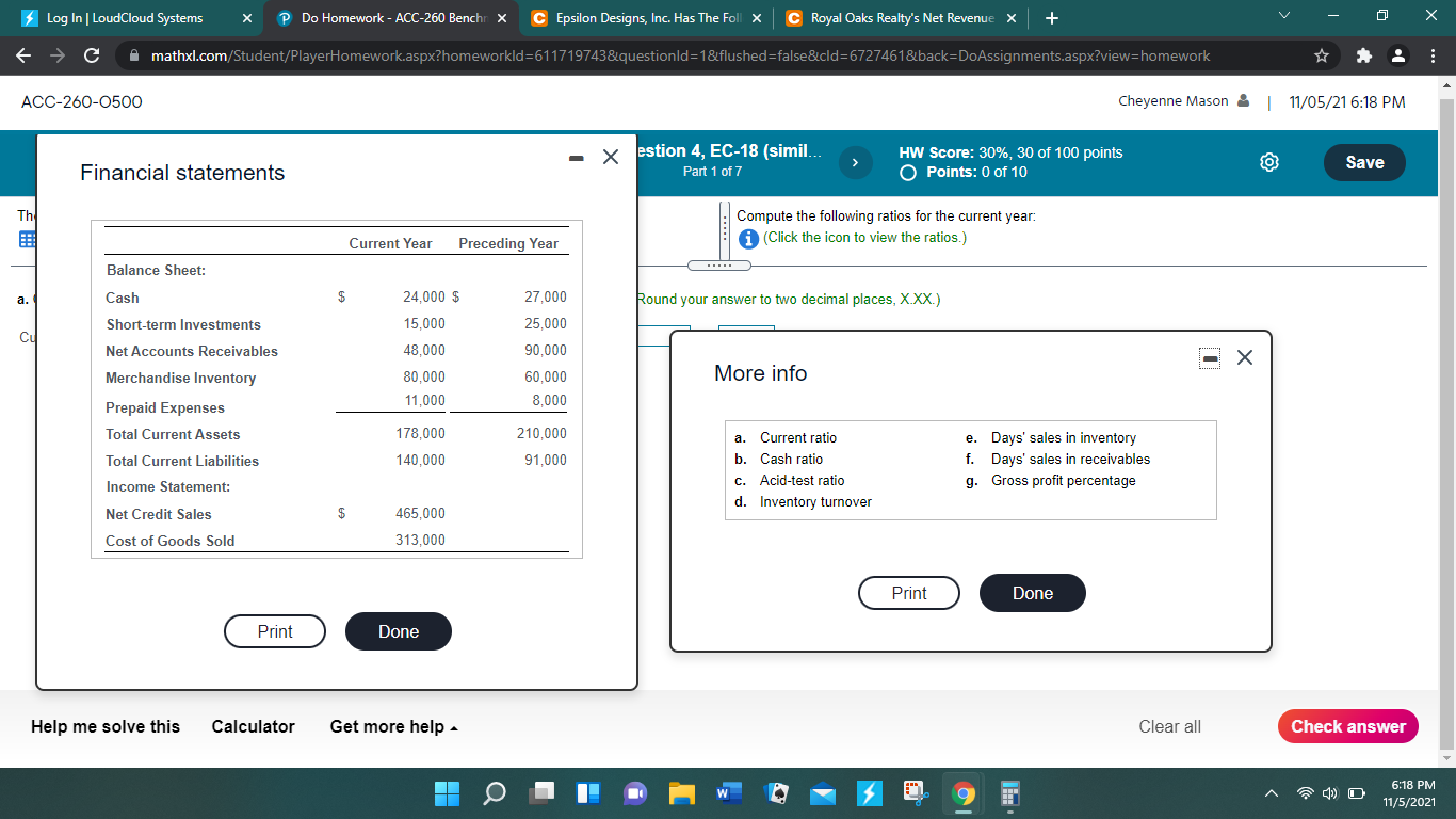 X C Epsilon Designs, Inc. Has The Foll X C Royal Oaks