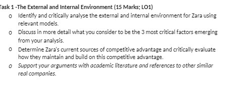  ask 1 -The External and Internal Environment (15 Marks; L01) o