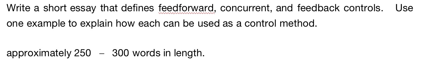 Write a short essay that defines teem, concurrent, and feedback controls.