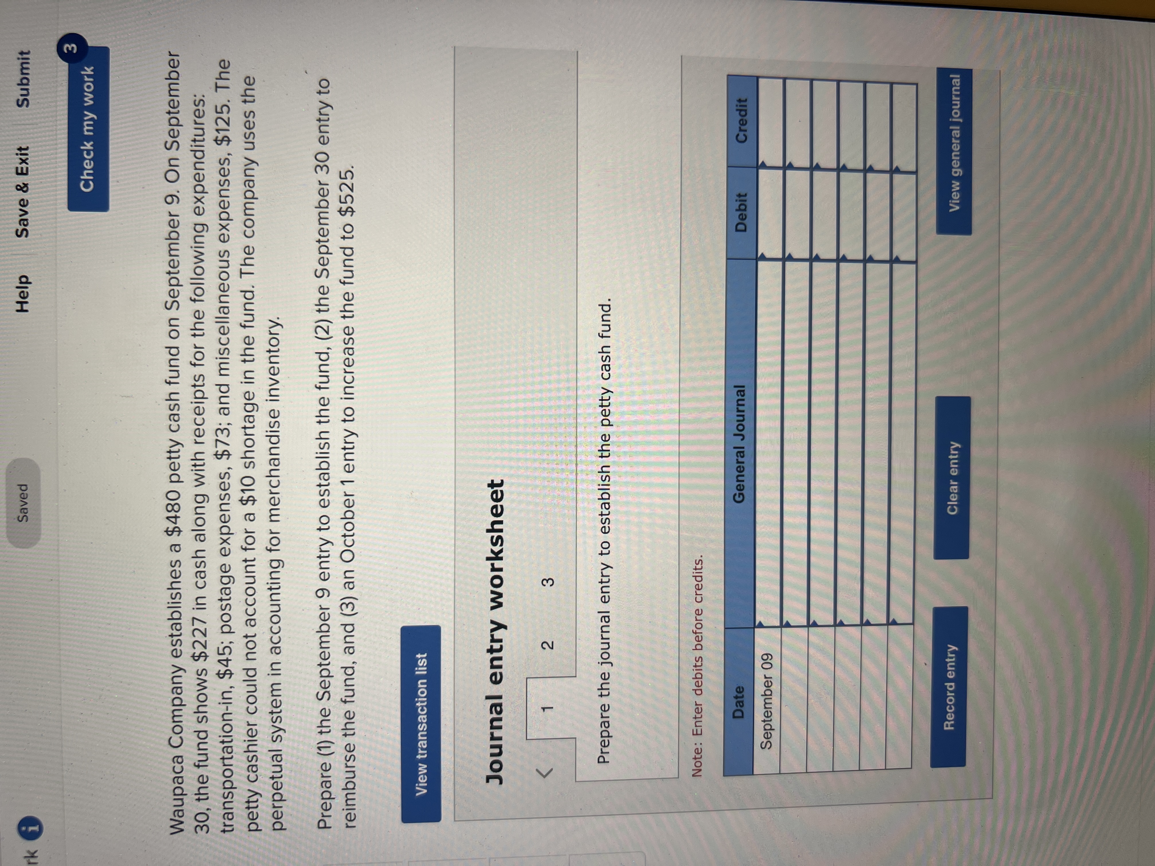  rk i Saved Help Save & Exit Submit Check my work
