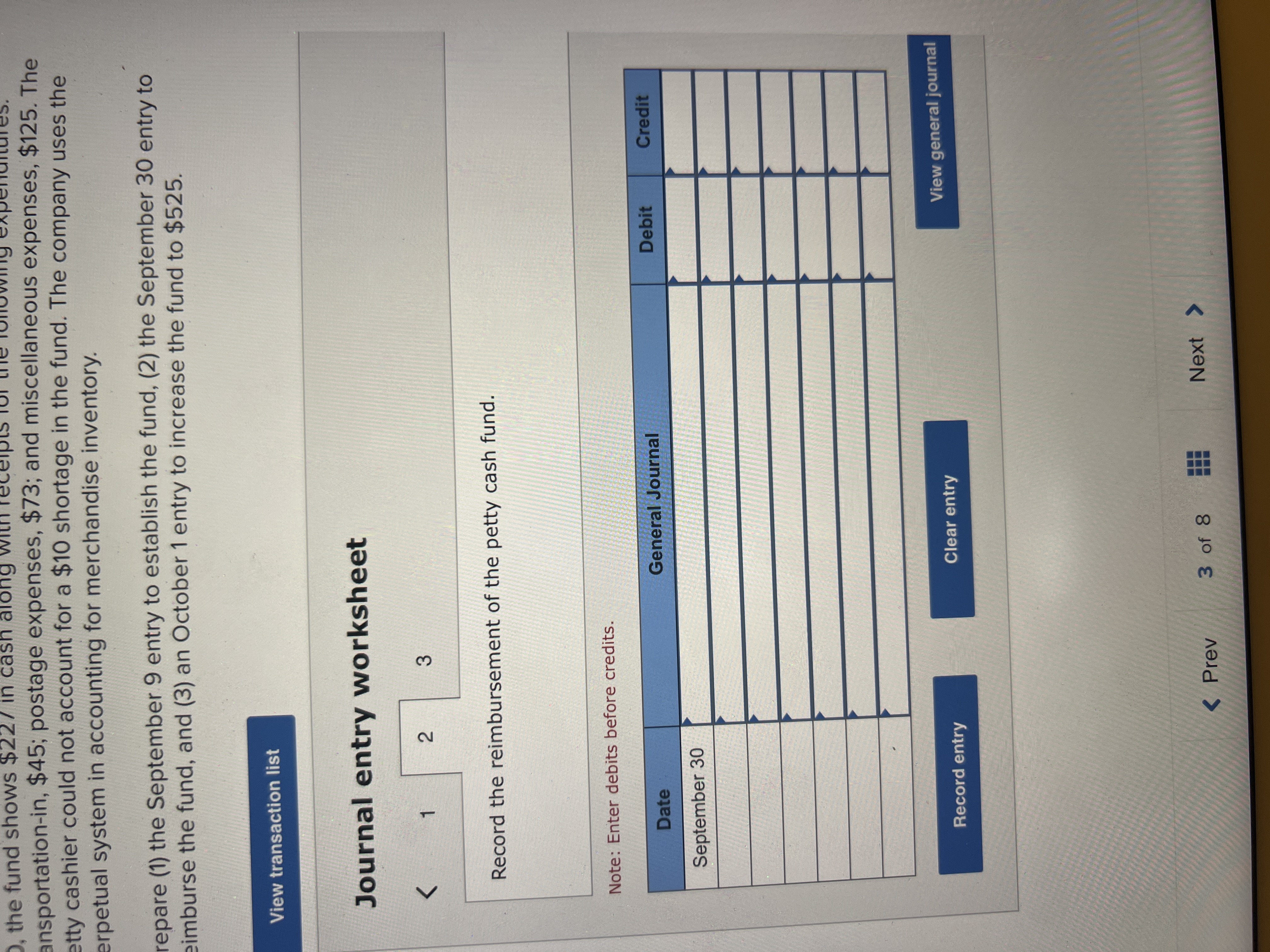 September 30, the fund shows $227 in cash along with receipts for
