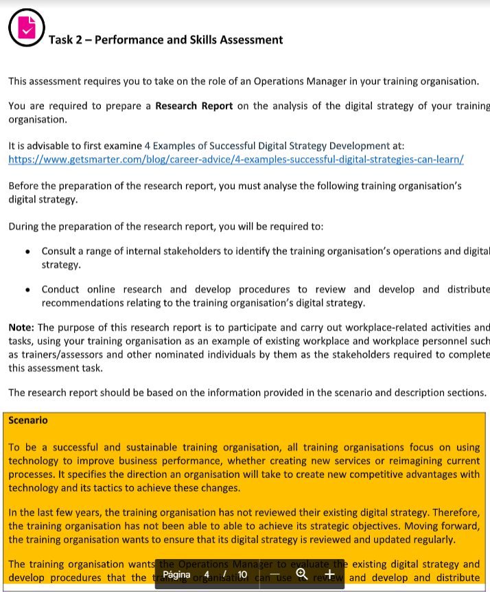  Task 2 - Performance and Skills Assessment This assessment requires you