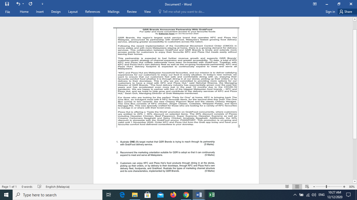 Document1 - Word X File Home Insert Design Layout References Mailings