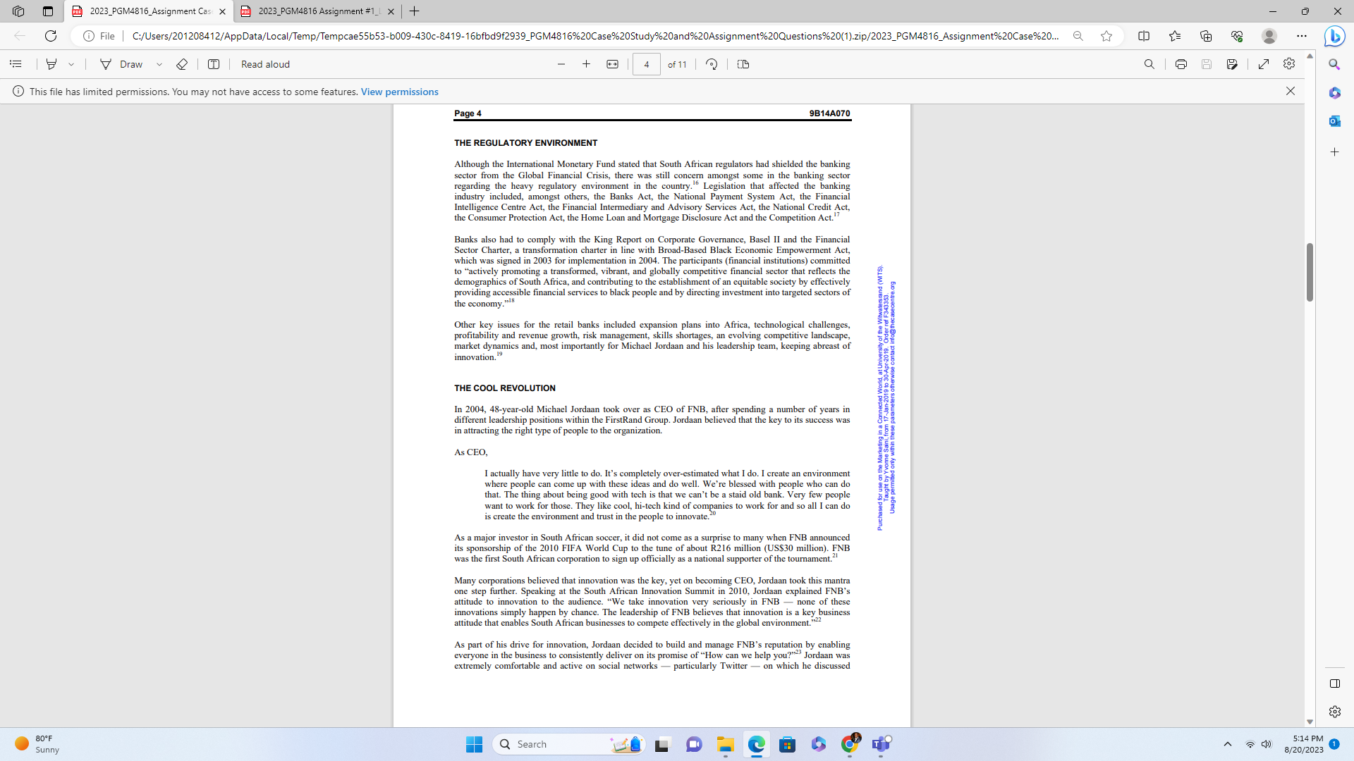 This file has limited permissions. You may not have access to some
