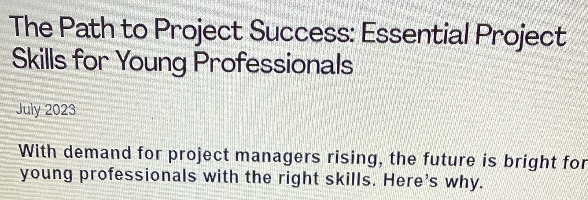 Read the article titled " the path to project success : Essential