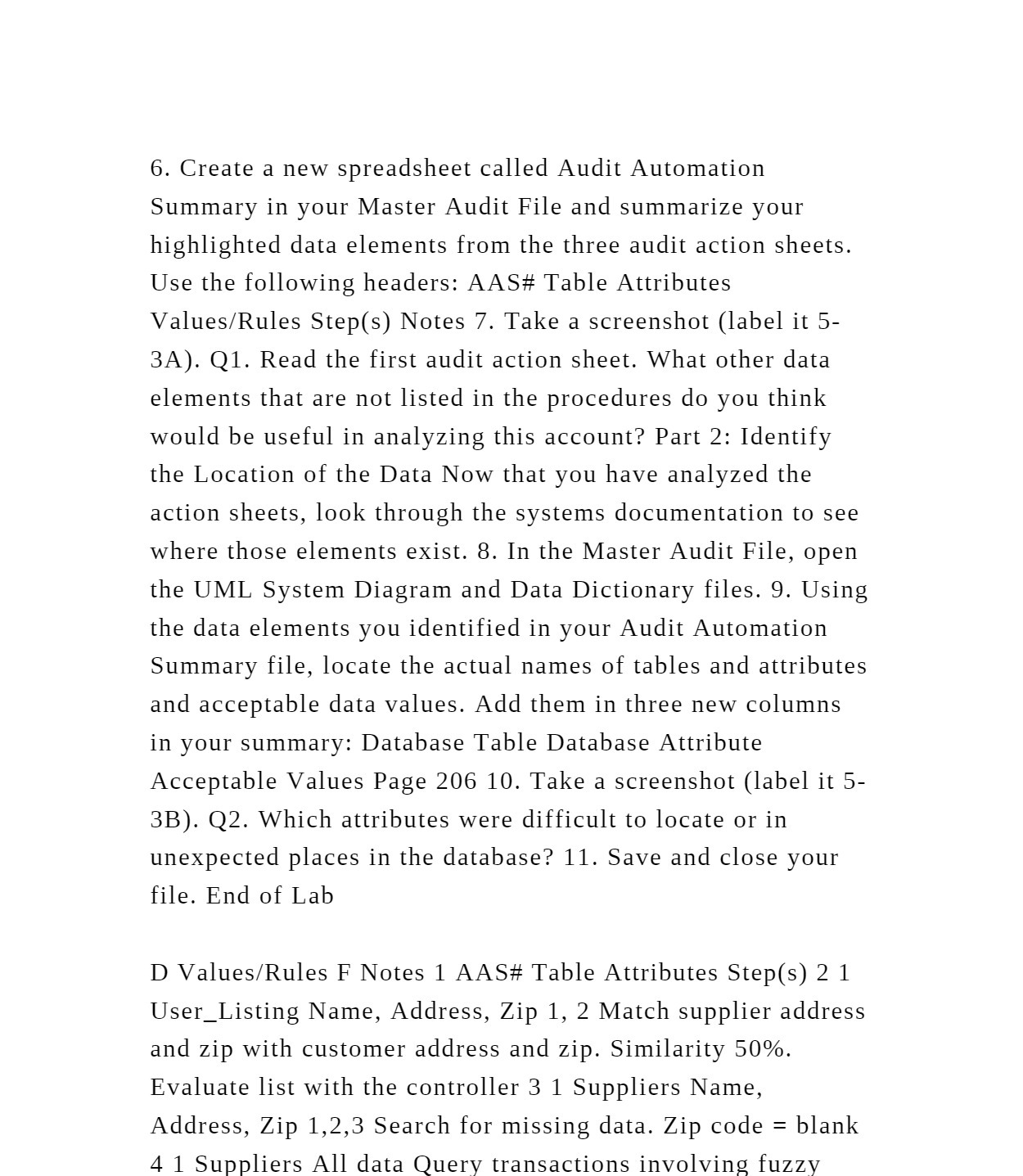  6. Create a new spreadsheet called Audit Automation Summary in your