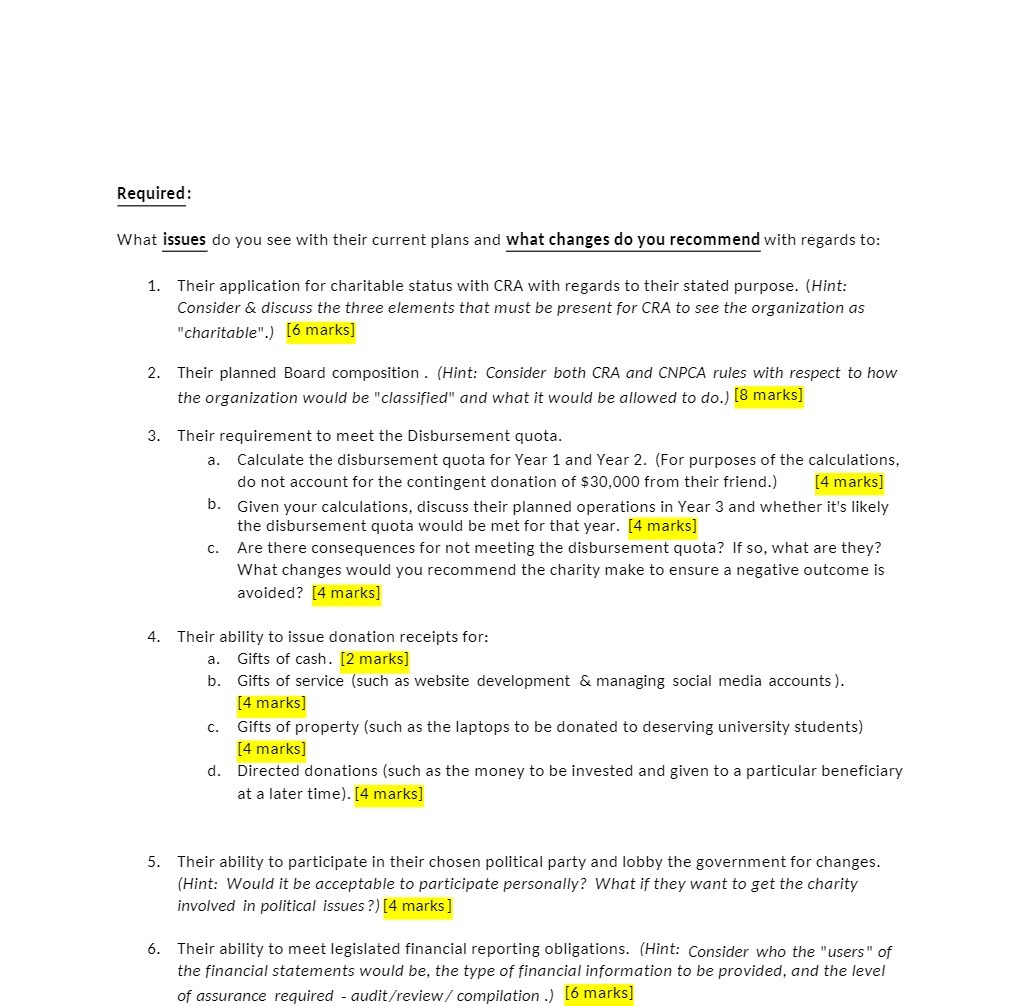  Required: What issues do you see with their current plans and