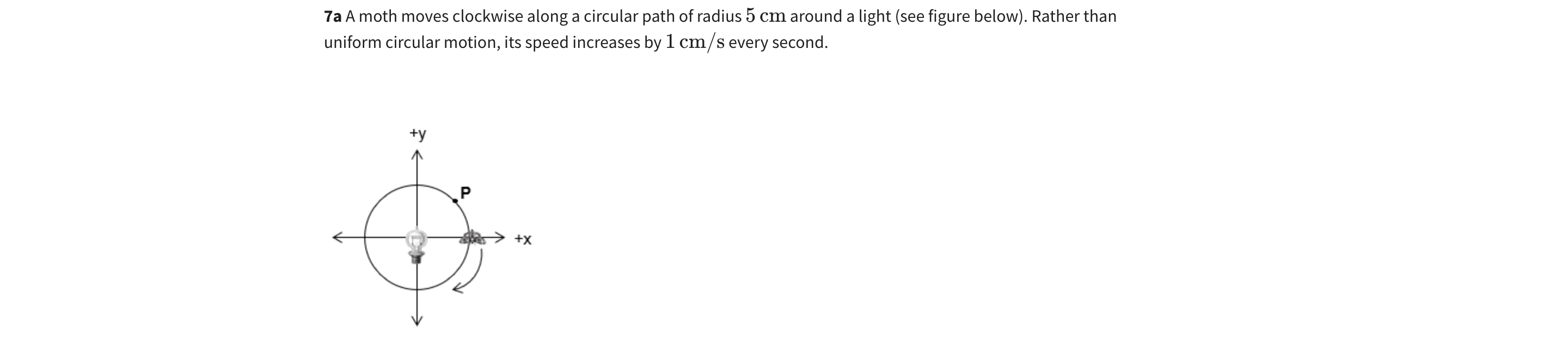  1a A moth moves clockwise along a circular path of radius