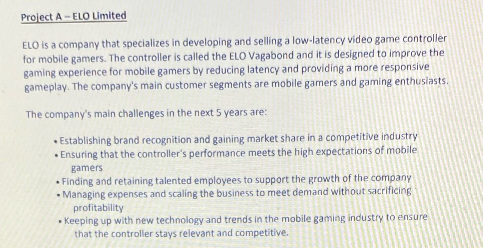 Please explain the five bullets at least one page per bullet Pro|ect