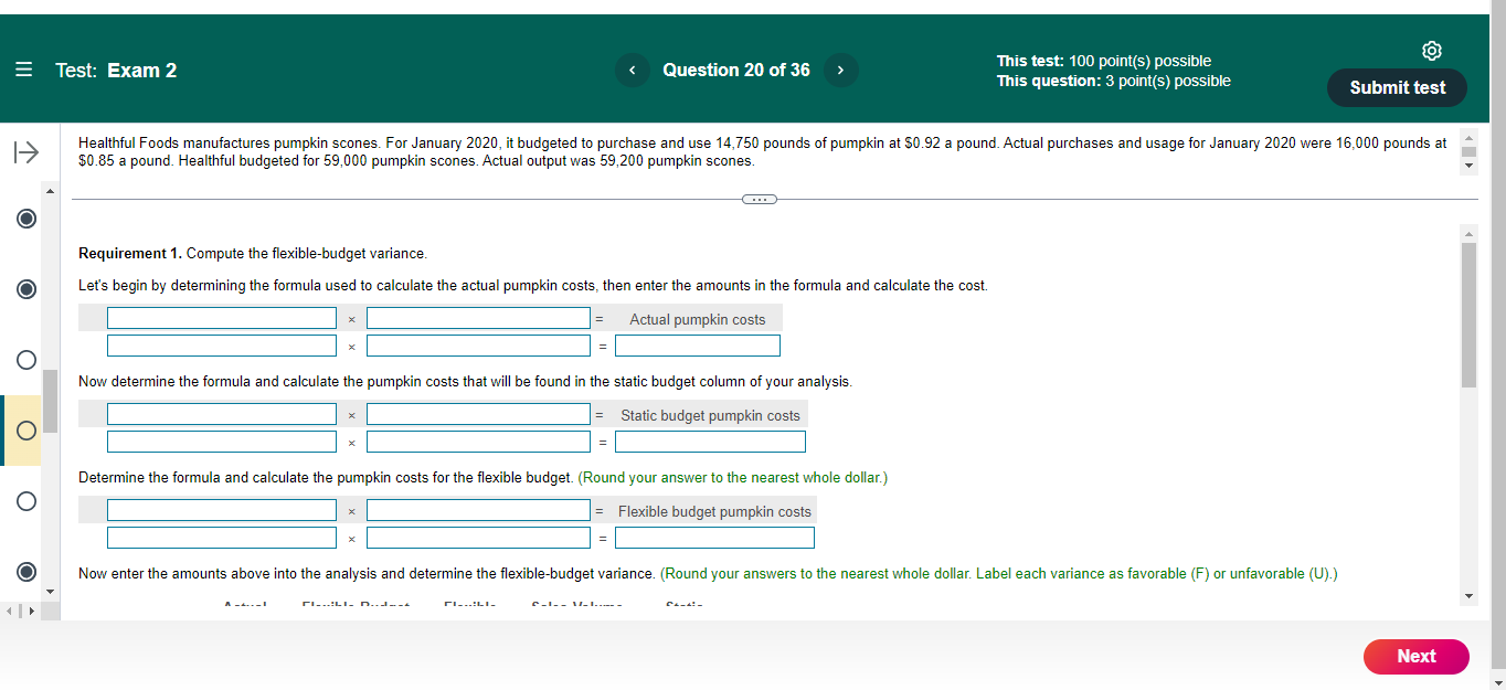  This test: 100 point{s) possible (a) E Test: Exam 2 Question