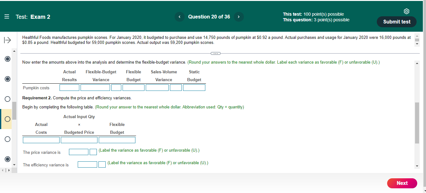 20 of 36 This question: 3 minus} possible Submit test I9 Healthful