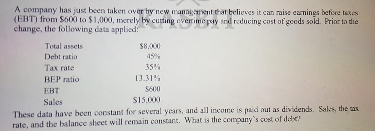 and a return on assets (ROA) of 10 percent. There will be