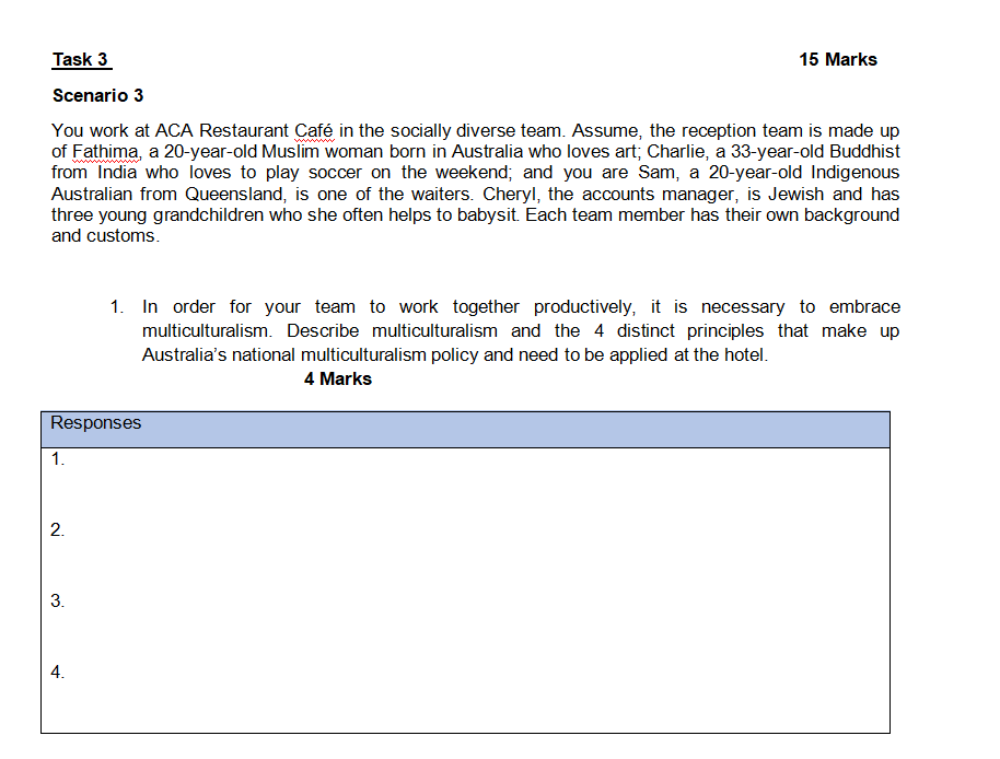  Task 3 15 Marks Scenario 3 You work at ACA Restaurant
