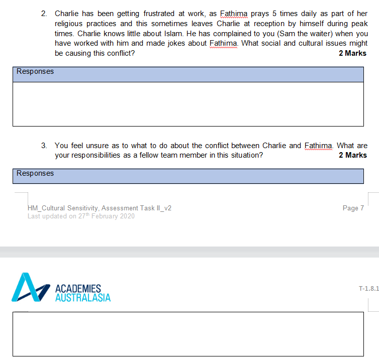 Cafe in the socially diverse team. Assume, the reception team is made
