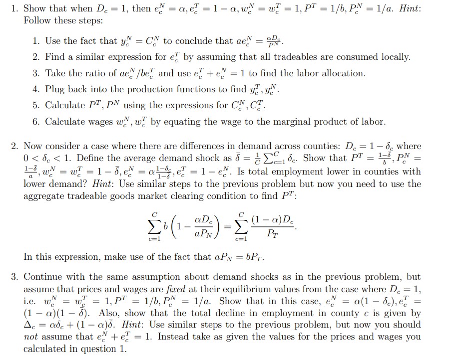 1. Show that when D6 = 11 then cf:V = nee:
