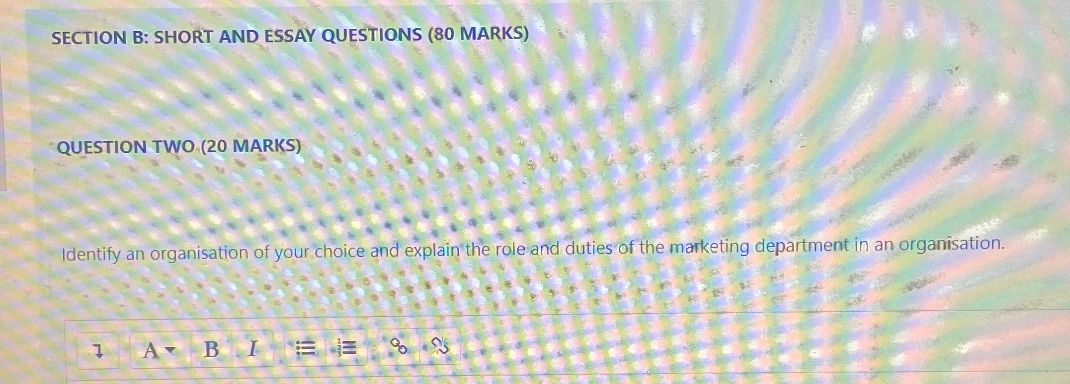 SECTION B: SHORT AND ESSAY QUESTIONS (80 MARKS) QUESTION TWO (20