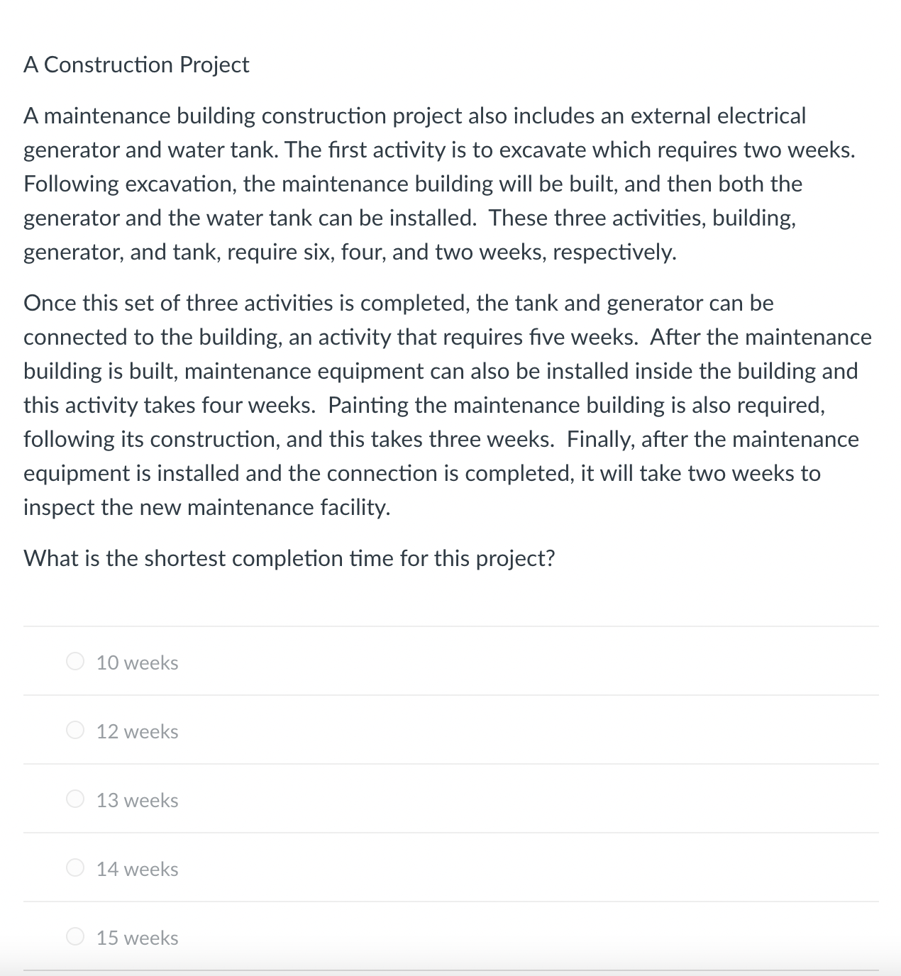 A Construction Project A maintenance building construction project also includes an