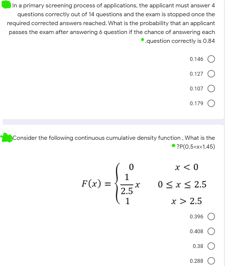 Two questions for beginners from Statistics and Probability, send me a quick
