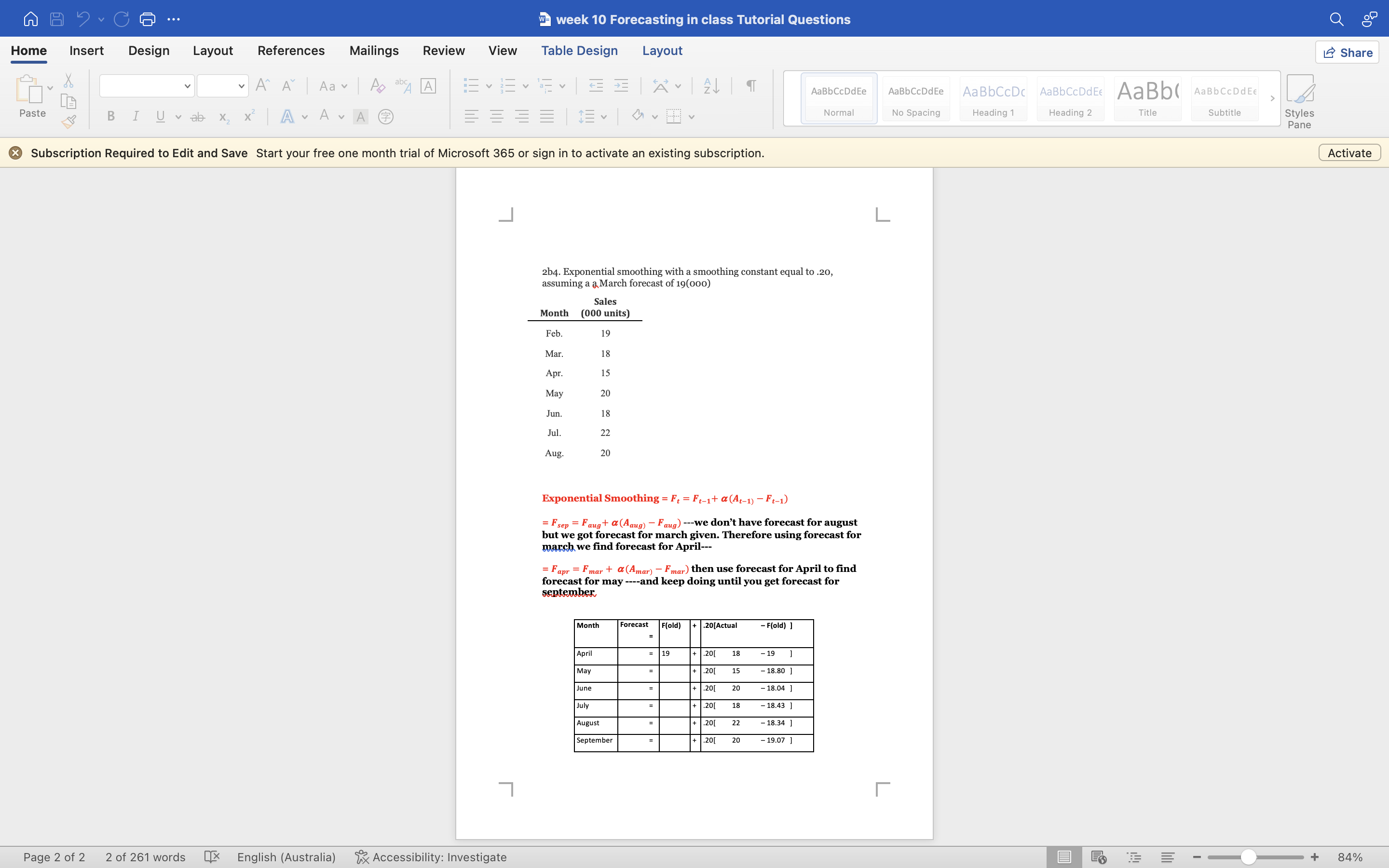 Tutorial Questions Home Insert Design Layout References Mailings Review View Table Design