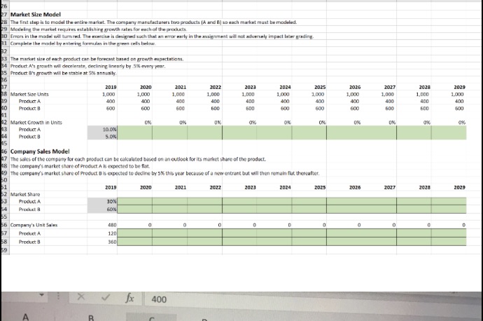 Answer please with excel formula 76 27 Market Size Model 28 The