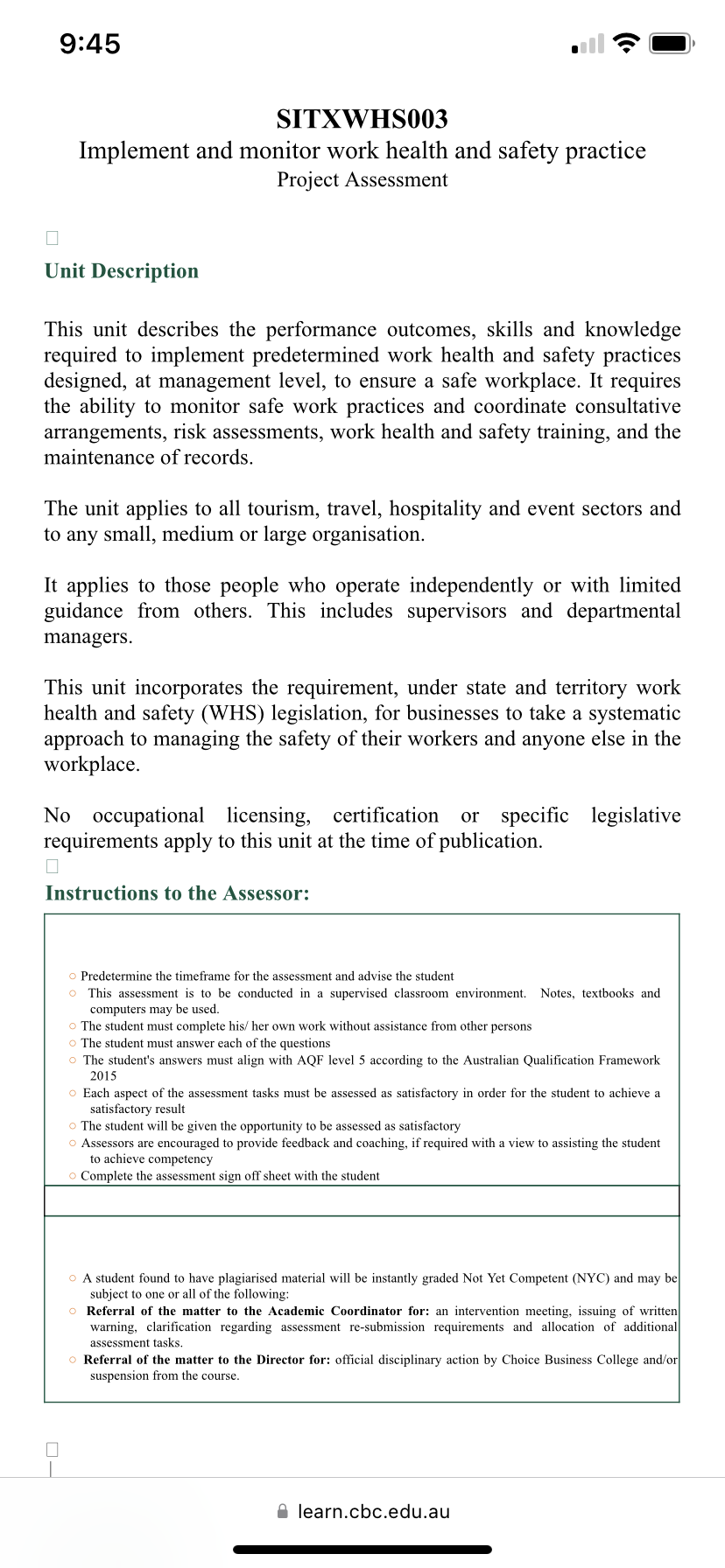 WHS training programs listed below. Develop training programs for the following WHS