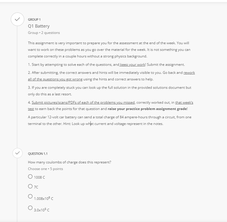  GROUP 1 Q1 Battery Group . 2 questions This assignment is