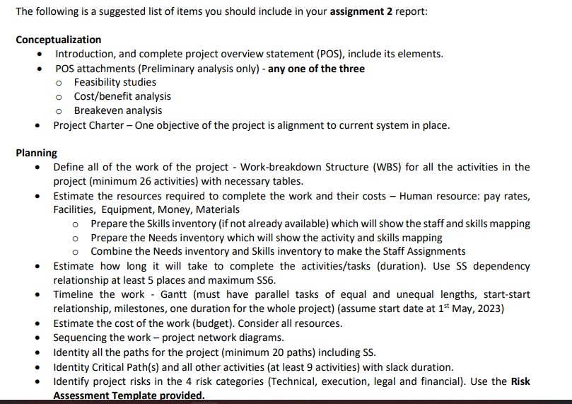 Proposalfdocumentation using Project Management Life Cycle Model learnt in class for the