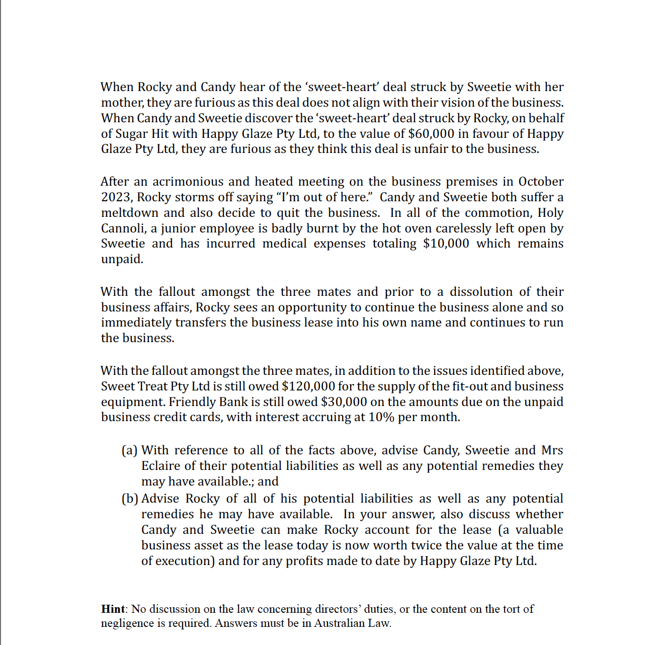 : Australian Corporate Law (8th Edition) by Hargovan, Adams and Brown. Question