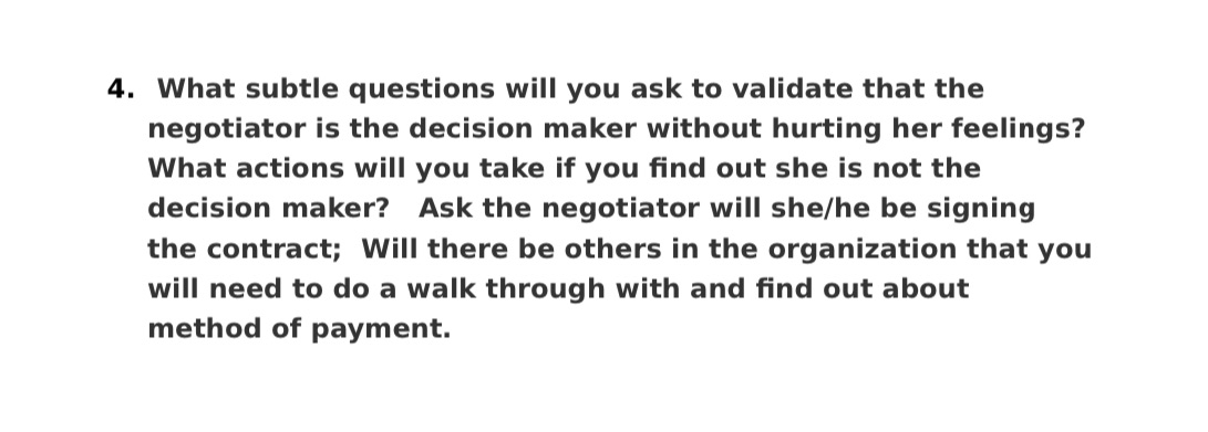 Answer the questions from case study 4. What subtle questions will you