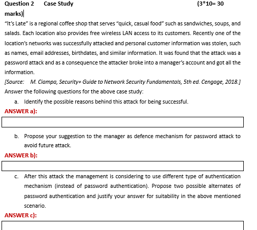 Plz answer a b and c pls. Question 2 Case Study (3*10=