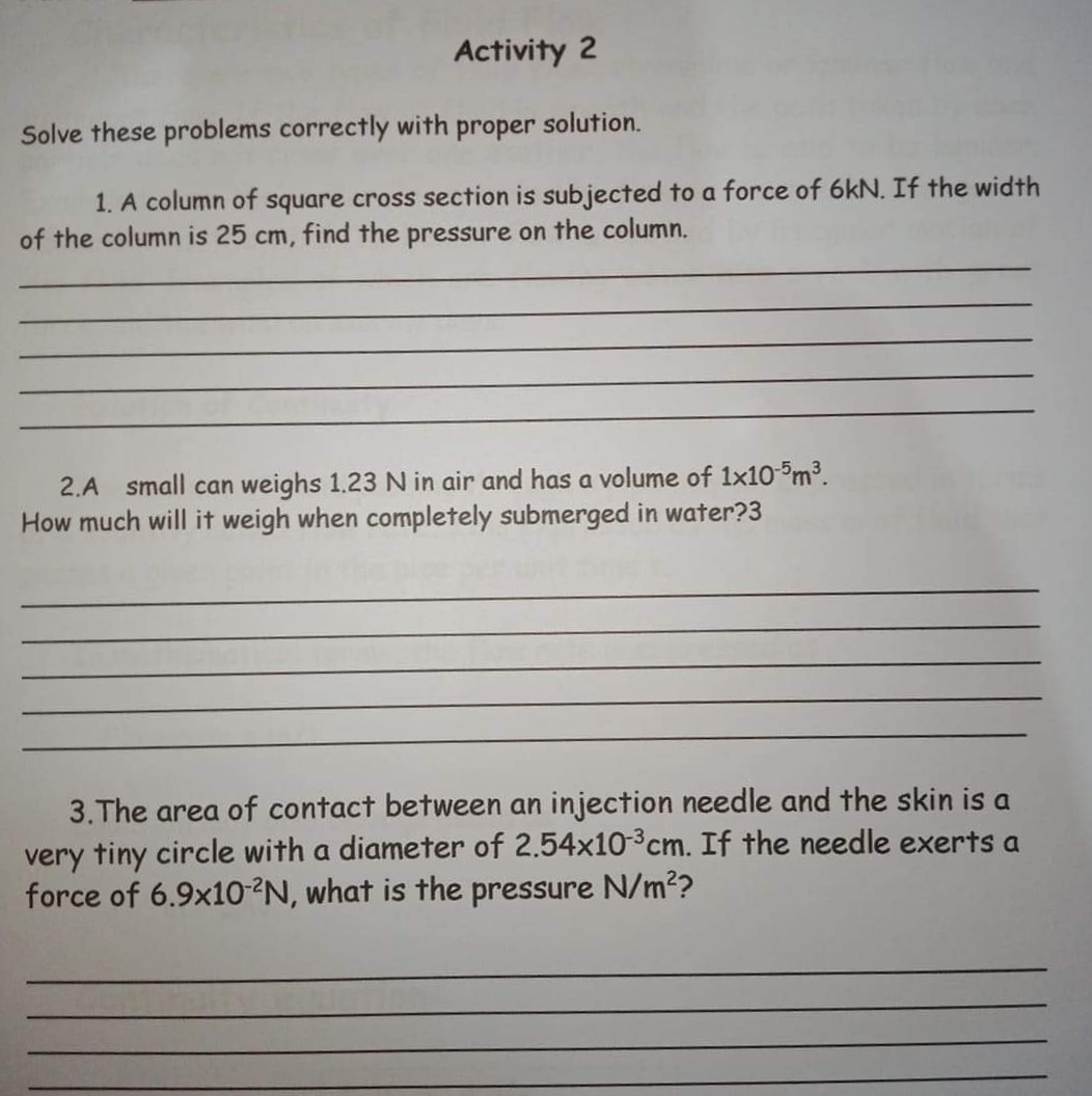  Activity 2 Solve these problems correctly with proper solution. 1. A
