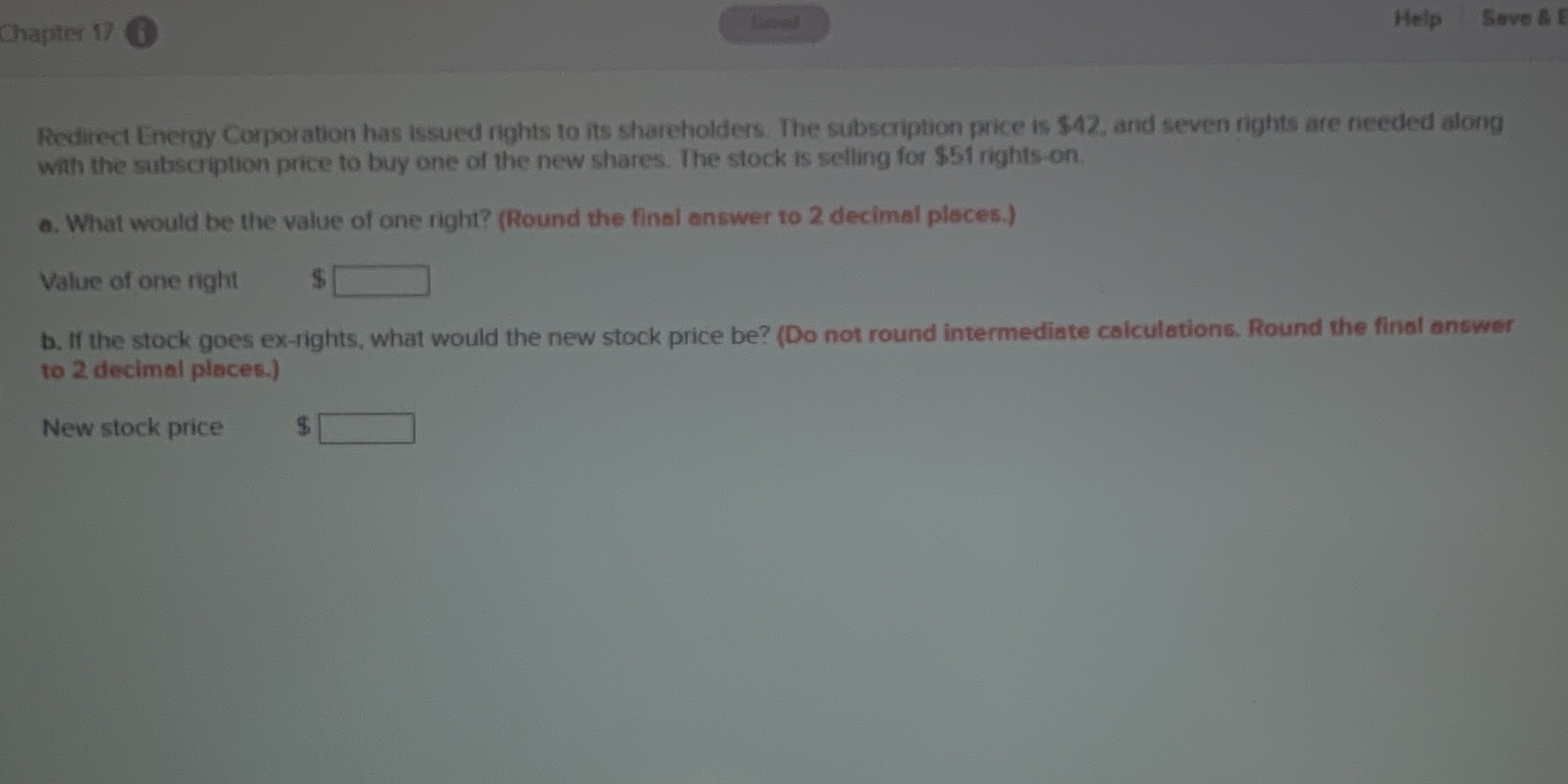  Chapter 17 0 Help Save & E Redirect Energy Corporation has