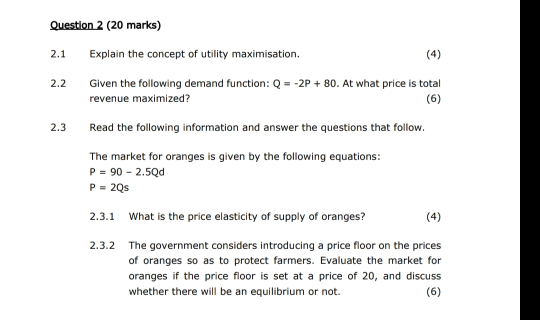 Question 2 I need help as soon as possible W (20 marks)