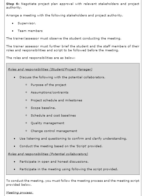 Step 6: Negotiate project plan approval with relevant stakeholders and project