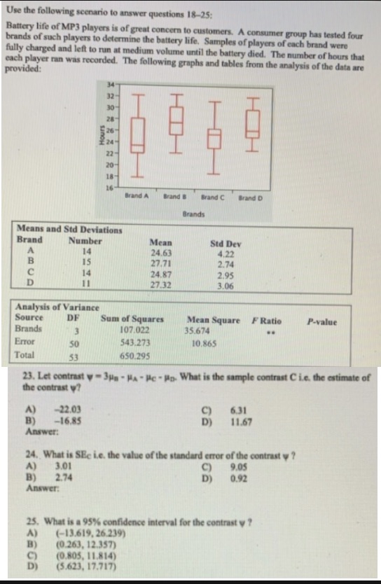need help on 23, 24, & 25 based on the information above.