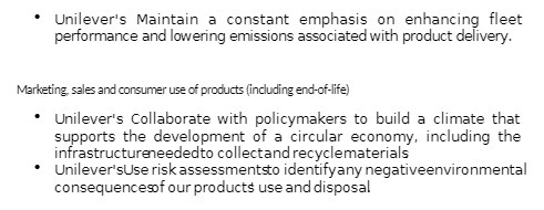  . Unilever's Maintain a constant emphasis on enhancing fleet performance and