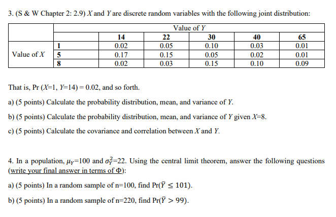 3. (S & W Chapter 2: 2.9) X and Y are