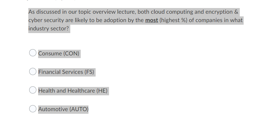  As discussed in our topic overview lecture, both cloud computing and