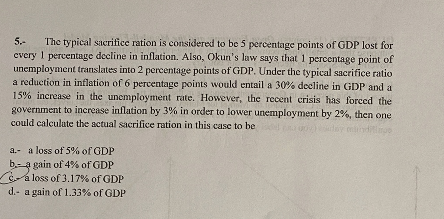 Need help solving this problem please provide an explanation. 5.- The typical