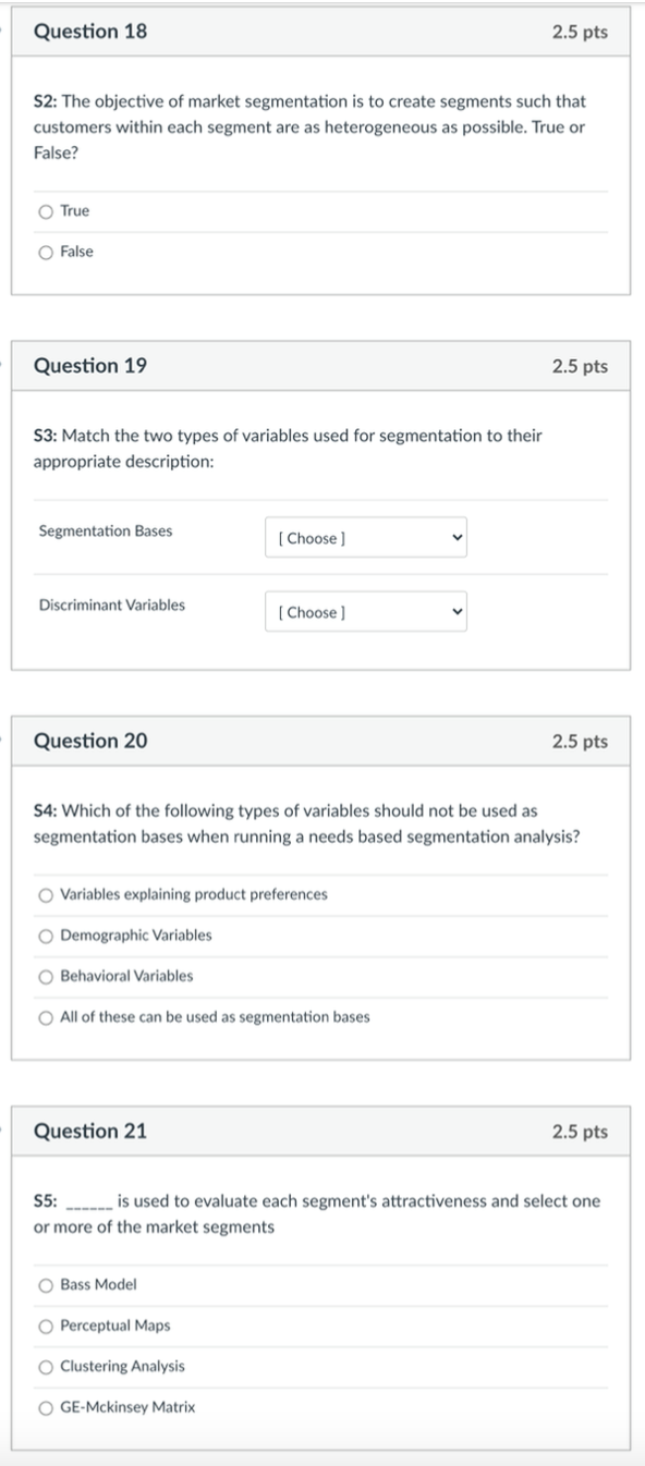 or Discriminant variables when conducting a needs based segmentation for a company