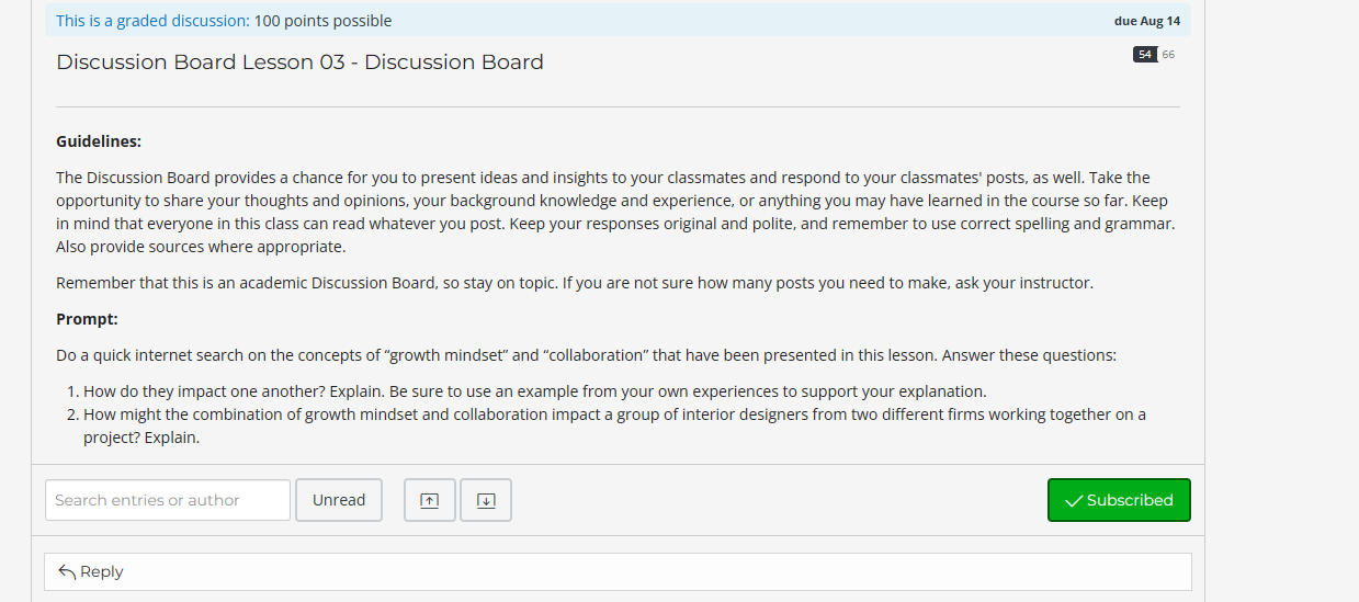 This is a graded discussion: 100 points possible due Aug 14