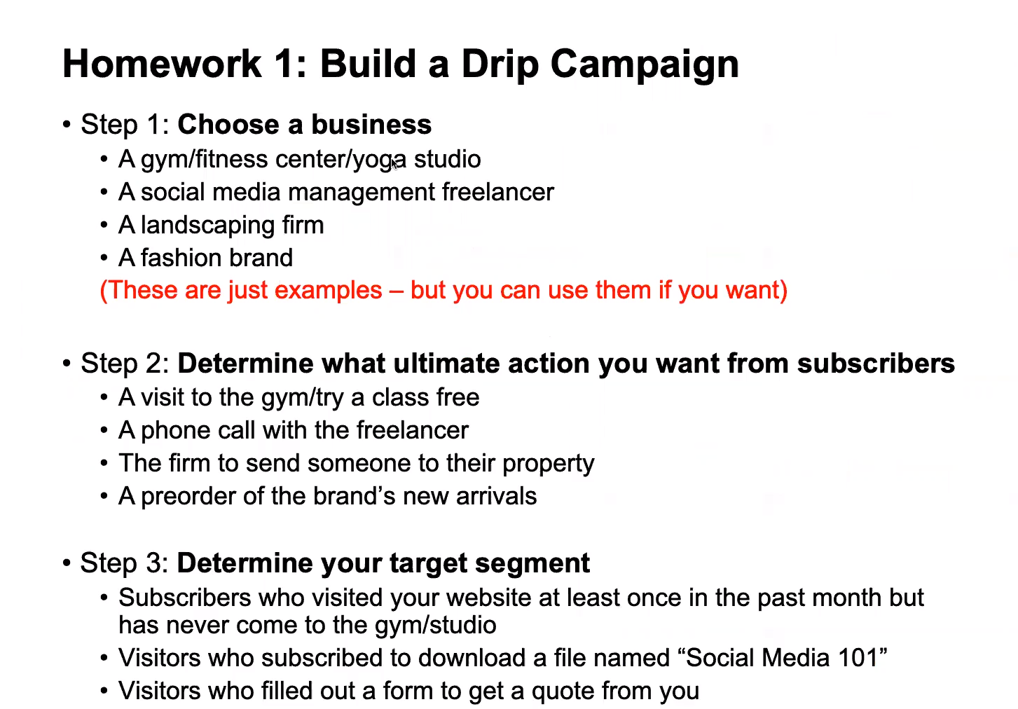Online Marketing Lecture -Part 2, complete the chart below. Feel free to