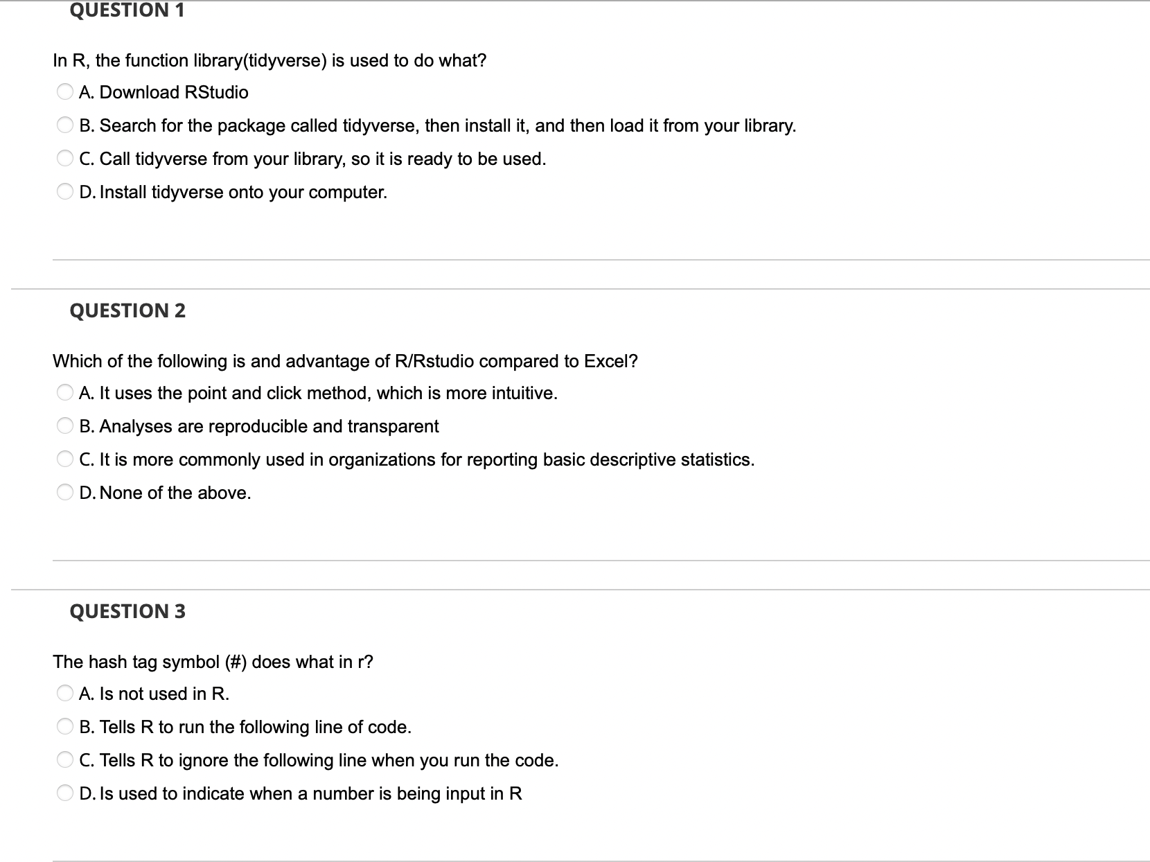 C. Tells R to ignore the following line when you run the